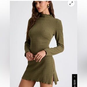 Lulus flattering forecast olive green textured mini dress